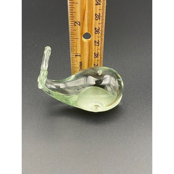 Blown Glass Whale Figurine Paperweight Handmade Ngwenya Glass Small Clear - Picture 8 of 8